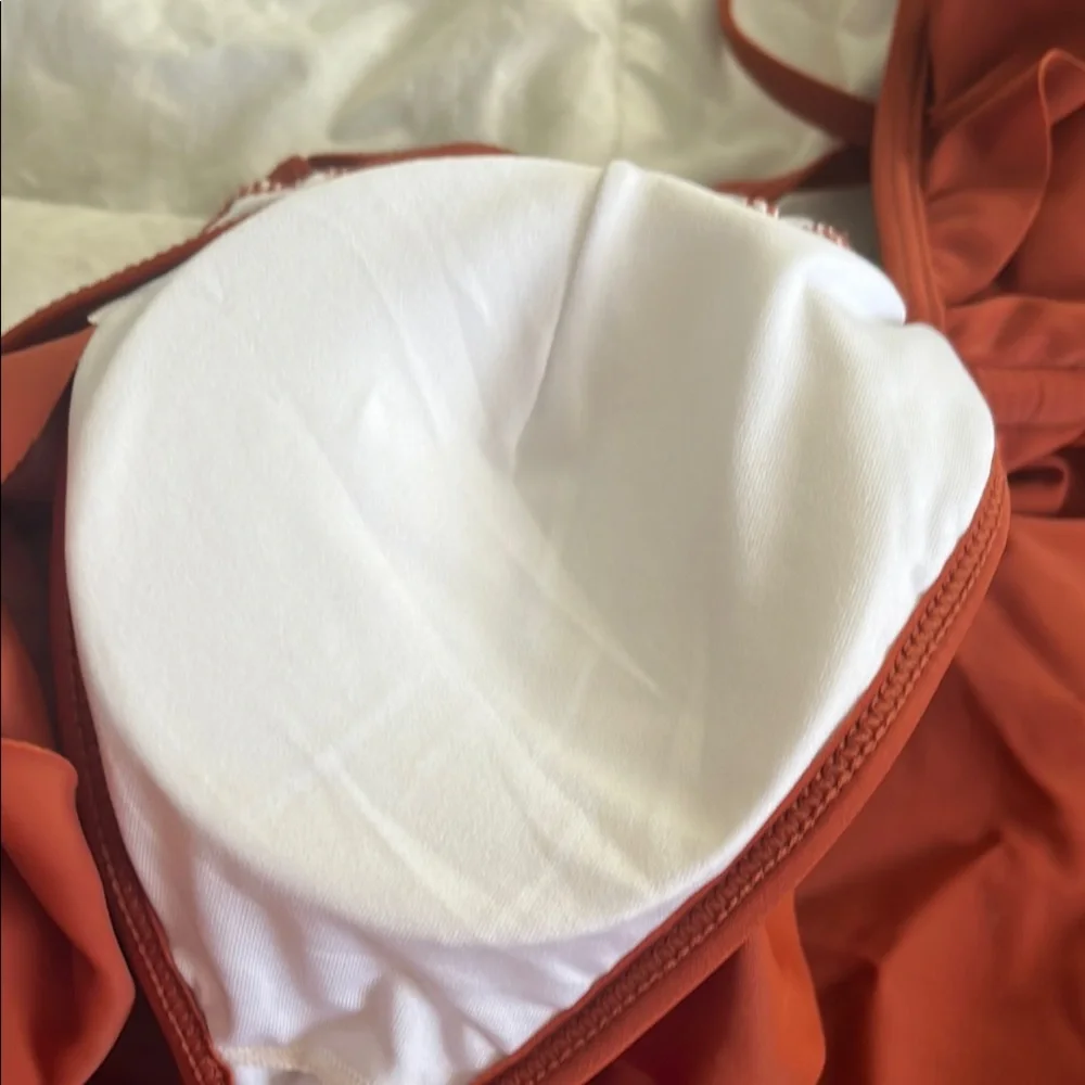 Chic Rust Swimsuit with Ruffle Accent - Picture 4 of 8